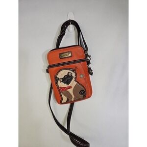Chala Pug Puppy Dog Crossbody Purse Adjustable Strap Brown NEW